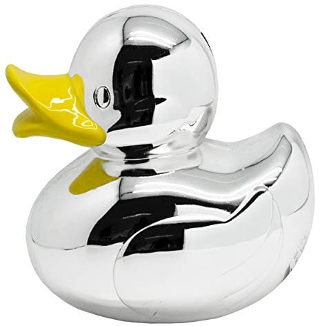 EDZARD Spardose Ente, Sparbüchse, edel versilbert und anlaufgeschützt, Höhe 11 cm