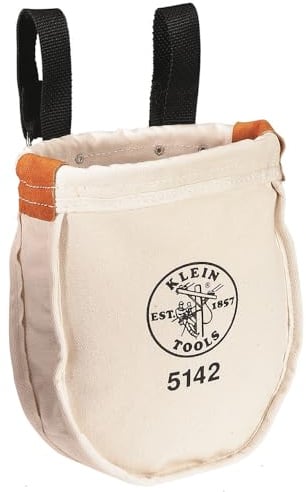 Klein Tools 5142 Schwere Werkzeugtasche, Nr. 8 Canvas Utility Bag, verstärkt mit Seil und gegerbtem Leder, Schlaufe Gürtelverbindung