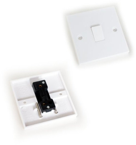 Loops Single White Wall Light Switch - 1 Gang/Way - UK 240V 10A Lamp Outlet Face Plate