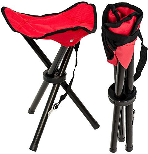 EYEPOWER Camping Hocker Klapphocker Angelhocker Falthocker Campinghocker Dreibein Stuhl Rot