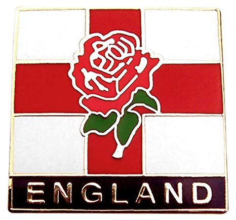 ROSE OF ENGLAND AND FLAG LAPEL BADGE - Patriotic Pin Badge, Rugby, UK Seller
