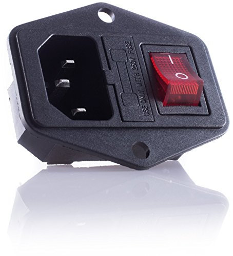Hifi Lab Kaltgeräte Einbau-Stecker Einbau-Buchse C-14 mit Schalter Audio Kaltgeräte-Buchse Einbau Kupplung inkl. Sicherung Kaltgeräte