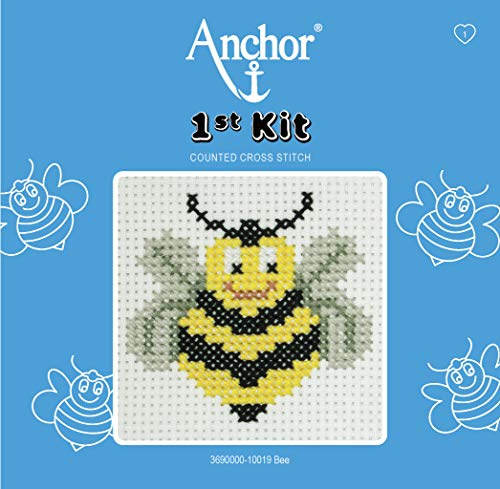 Anchor 1st Cross Stitch Kit, Bee, 10 x 10cm