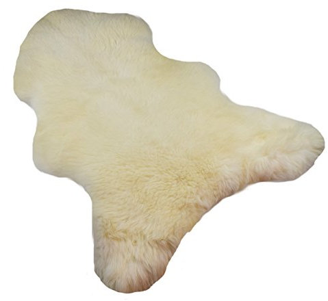Naturasan Lammfell Langhaarig - Flauschiger Teppich für Wohnzimmer, Schlafzimmer etc, echtes Schaffell für Sofa, Couch, Stuhl, Rund Um Den Esstisch, Natur, Woll Weiß (90-100cm)