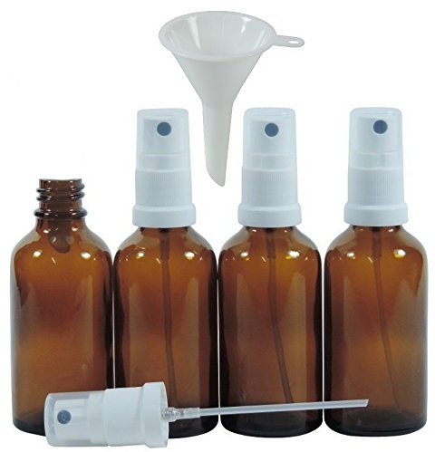 Viva Haushaltswaren 4 Spray Botellas Farmacia (50 ml, vaporizador Botellas en marrón Cristal Incluye Embudo, # 39106#