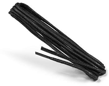 Kaps Lacci Tondi Cerati, Lacci per Scarpe Rotondi 100% in Cotone di Qualità, Diametro 2 mm, per Calzature Casual e Alla Moda, made in Europe, 1 Paio (60 cm-24 inch - 3-4 paia di occhielli/91 - Nero)