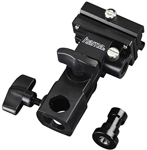 Hama Blitzhalter für Blitzgeräte mit Schirm, Für ¼“ Gewinde, Schwarz