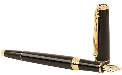 Cleo Skribent Gold +++ Patronen- und Konverter Füllfederhalter +++ 18 KARAT GOLDFEDER (M) +++ Schaft in Schwarz +++ HAND MADE IN GERMANY