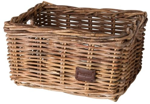 FAST RIDER Zeno Fahrradkorb Vorne Rattan, Fahrrad Korb für Vorne für Einkaufs- oder Büchertasche, Rattan Fahrradkiste, Ergonomisch, Modisch, Einfache Montage mit Mitgelieferde Kabelbinder, 8L, Braun