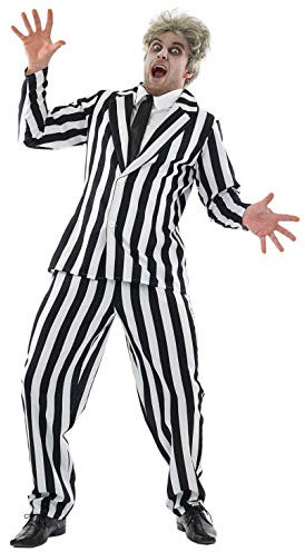 Fun Shack Costume Righe Bianco e Nero Uomo - Abito Halloween Horror per Feste, Compleanni e Party, L