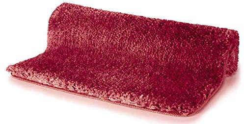 Spirella Badteppich Badematte Duschvorleger Mikrofaser Hochflor | flauschig | rutschhemmend | geeignet für Fußbodenheizung | 70x120 cm | Rot