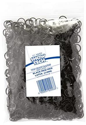 Show Tech Latex Top Knot Bands Medium, Your Dog Grooming Expert, Perfect for showdogs, Natural black latex, non toxic, Black 1000 pcs