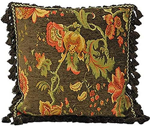 Paoletti fairvale Blumenmuster mit Quasten Kissenbezug, 55 x 55 cm, Mokka
