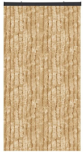 Arsvita Flauschvorhang Türvorhang (120x200 cm) in Beige als Insektenschutz für Balkon, Terrasse oder Wohnmobil, Wohnwagen, Pavillon