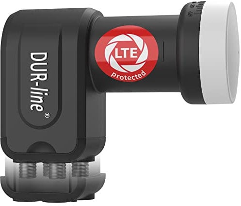DUR-line +Ultra Quad LNB - 4 Teilnehmer schwarz - mit LTE-Filter [ Test SEHR GUT *] 4-Fach, digital mit Wetterschutz, Full HD, 4K,Premium-Qualität