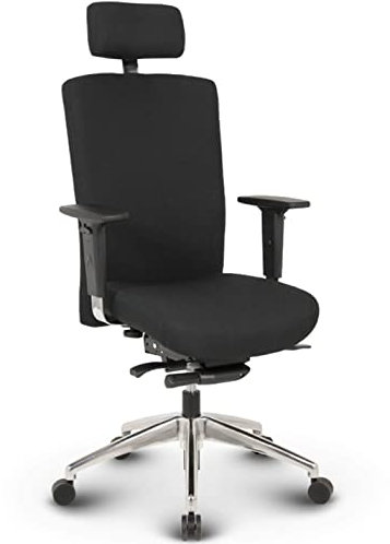 VERSEE Ergonomischer Chefsessel Bürostuhl Terox aus Stoff in Schwarz mit Kopfstütze für Büro und Home-Office - Belastbar bis 150kg