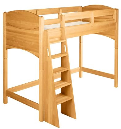 BioKinder Hochbett Kinderbett Noah mit Treppenleiter und Lattenrost aus zertifiziertem Erlenmassivholz 90 x 200 cm