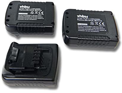 vhbw 3xLi-Ion battery 1500mAh (14.4V) for power tools Black & Decker ASL146, ASL146BT12A, ASL146K replaces BLACK & DECKER BL1114, BL1314, BL1514, LB16