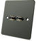 Flat Plate Black Nickel 2 Gang Sky Socket - Double F Type Socket for Satellite Outlets