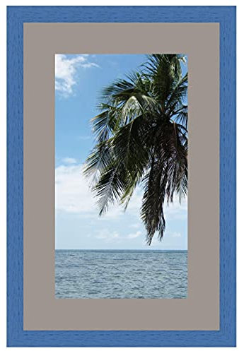 Cadre Photo avec Passe-Partout TV Grey pour Image 20x55 cm ou 55 x 20 cm Cadres Bleu Marine, 3 cm de Largeur, Cadre en Bois
