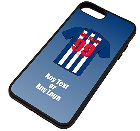 Personalised Gift - West Bromwich iPhone 7 Plus / 8 Plus Case (Black, Football Club Design Theme) - Any Name/Message on Your Unique - Apple 7+ 7Plus 8+ 8Plus TPU - The Albion Baggies Throstles