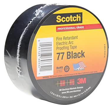 Cinta ignífuga eléctrica a prueba de arco (USA), 3 x 20', Negro, 1