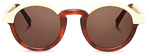 Mr. Boho Gafas de Sol Unisex – Montura de Acetato – Modelo Dalston – Color Cream/Leo – Protección UV400 Cat.3 – Diseño Retro con un Toque Único