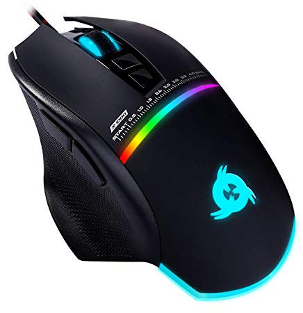 KLIM Skill Gaming Maus - High Precision PC Gaming Mouse USB - Neue 2023 - Wählbare DPI-Einstellung – Programmierbare Tasten – Exzellenter Griff PC PS5