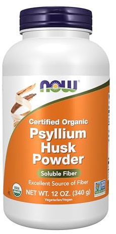 NOW Foods Supplements, Psyllium Husk Powder, Certified Organic, Non-GMO Project Verified, Soluble Fiber, 12-Ounce