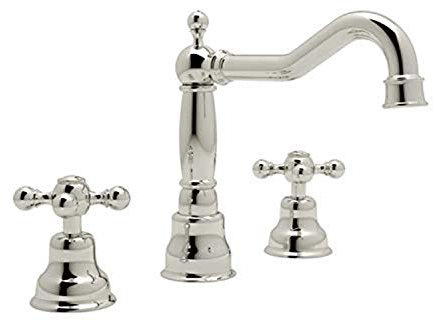 Rohl Ac107X-Pn-2 7-1/8-Inch Reach Fixed Spout Cisal Widespread Traditional Country Spout Lavatory Faucet In Polished Nickel