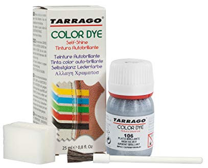 Tarrago | Colorante Auto Lucido 25 ml | Tintura autolucidante per scarpe e accessori | Copre sfregamenti e calzature Argento Lucido (106)