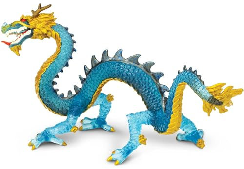 Dragón Azul Cristal 19.3cm | Figura de Dragón Pintada a Mano | Juguetes para Niños |Sin tóxicos y libre de BPA | Apto para Niños de 3+ | Safari Ltd