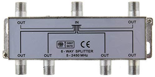 SAT & BK-Verteiler 6-fach Splitter 100dB geschirmt HD- und Unicable- tauchglich