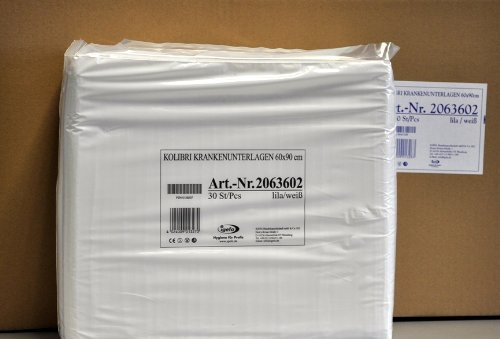 4x30 Stück Krankenunterlagen mit hautfreundlicher Vliesabdeckung, Kolibri KU, 60x90 cm, Farbe lila/weiß gestreift