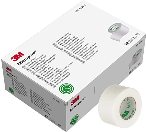 3M Micropore Tape 1530-1, 12 Rollen (10 Stück) by