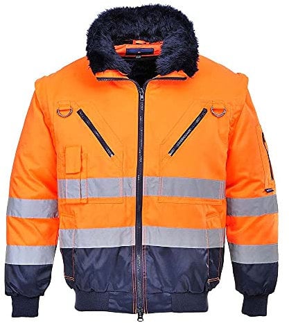 Portwest Hi-Vis Warnschutz 3-in-1 Pilotjacke, Größe: L, Farbe: Orange/Marine, PJ50ONRL