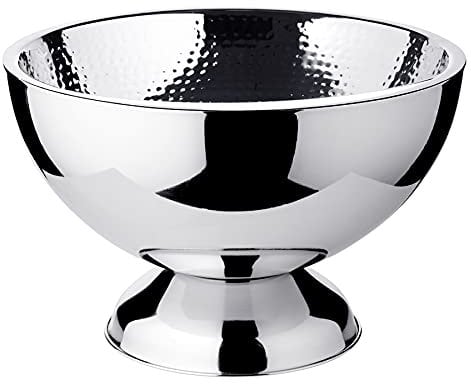 EDZARD Champagnerkühler Cadiz (ø 32 cm, H 21 cm) Edelstahl hochglanzpoliert, innen gehämmert, doppelwandig, große Schale, Sektkühler, Flaschenkühler, Kühler für bis zu 3 Flaschen