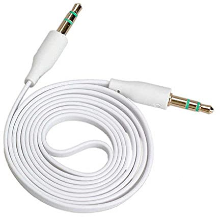 OcioDual Cable Mini Jack de 3,5mm Estereo Doble Macho Plano Audio 1 Metro Blanco