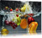 Pixxprint Früchte Fallen ins Wasser, Größe: 60x40cm, Leinwandbild, fertig gespannt, Wandbild, Dekoration, Kunstdruck, kein Poster