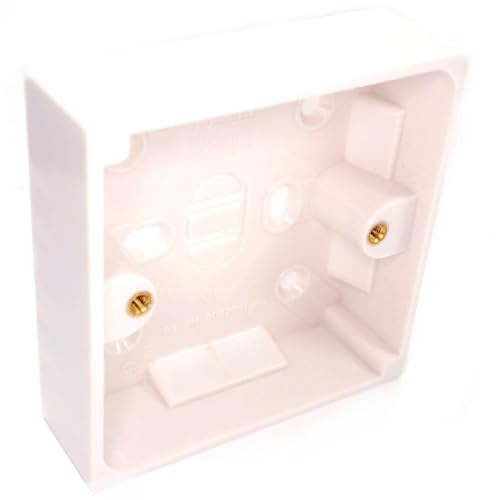 kenable Surface Mount Back Box Pattress Box 1 Gang 25mm Deep White for Sockets Switches Faceplates 85mm x 85mm BS5733