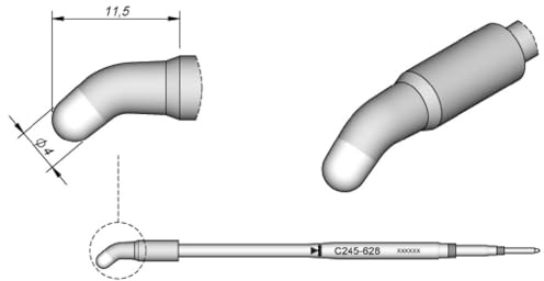 JBC Lötspitze Serie C245, Rundform, C245628/Ø 4,0 mm, gebogen C245628 (Lötkartusche Lötpatrone Loetspitze Loetkartusche Loetpatrone 2245 2045 bleifrei)