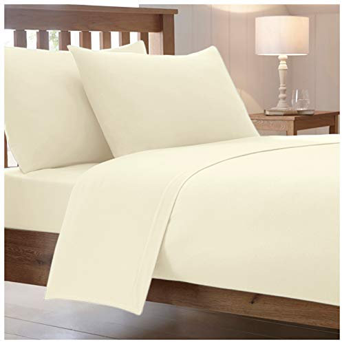 Cotton Works® Luxury Combed Poly Cotton Bed Fitted Sheets Non Iron Percale Plain Fitted Sheet Bedding Single Double King POLLYCOTTON Pillowcases Pillow Covers (Double, Burgandy)