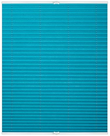 Lichtblick Plissee Klemmfix, ohne Bohren, verspannt, lichtdurchlässig, Blickdicht, Uni, mit eleganter Crushed Optik Blau,60 cm x 210 cm (B x L)