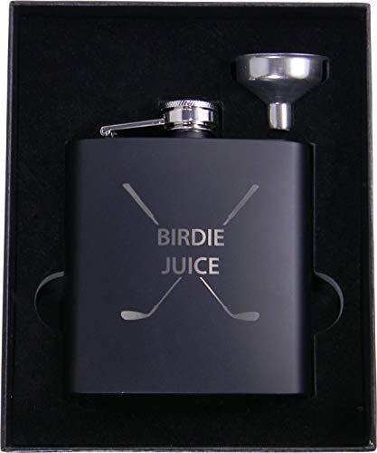 Golf Birdie Juice Flask, Funnel and Gift Box - Great Chirstmas, Birthday, Valentines Gift for Golfers by CustomGiftsNow