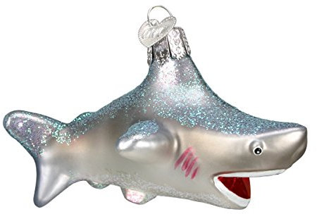 Old World Christmas Sea and Water Animals Glass Blown Ornaments for Christmas Tree, Silver, 2.25