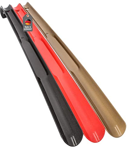 Lantelme 3 Stück Schuhanzieher 65cm Deutschland Farben Schwarz Rot Gold | Kunststoff Schuhlöffel Xl Lang und stabil | Robuster Plastik Schuhanziehhilfe mit Haken und Öse Rückenschonend (Deutschland)