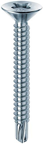Mustad: 500 viti Drillex® Autoperforanti, Testa Svasata Piana, 3.5x19 mm, Zincate Bianche