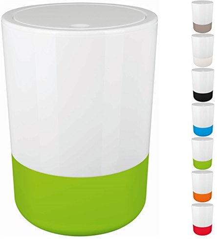 Spirella Design Cosmetic Bin Moji Bathroom Pedal Bin Swing lid waste bin with swing lid 5 liter with silicone bottom white/green