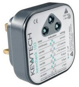 Kewtech KEWCHECK103 - Audible, Bright, LED Socket Tester With Fuse Finding Facility, Indicates 14 Wiring Conditions, Tests BS 1363 Sockets