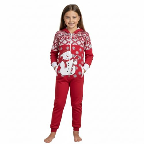 A2Z 4 Kids Girls Boys Snowman Fleece Onesie Christmas Jumpsuit Novelty Sets | Soft Festive All In One Winter Sleepwear Costume Outfits Ages 5 to 13 Years